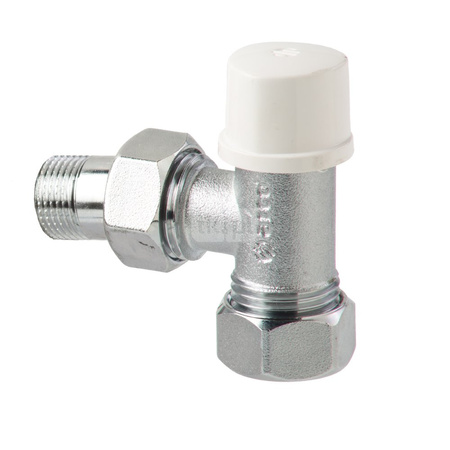 TEIDE PLUS zawór grzejnikowy powrotny kątowy, 1/2 GZ x 15, z przyłączem zaciskanym do rur miedzianych