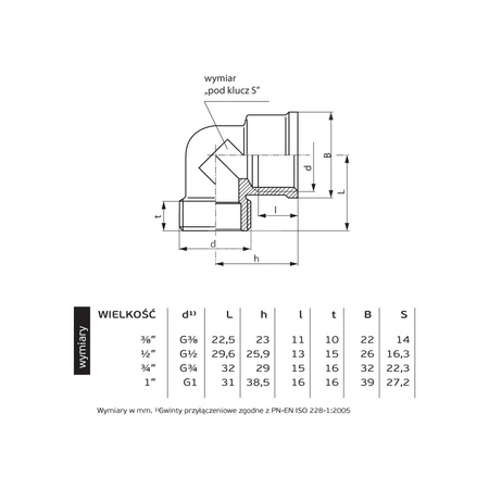 5114 G1/2 WZ PN16 Kolano CuZn