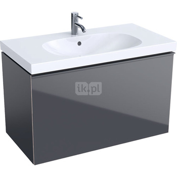 Dolna szafka pod umywalkę Acanto, B90, z jedną szufladą i jedną szufladą wewnętrzną, syfon oszczędzający przestrzeń, lava mat