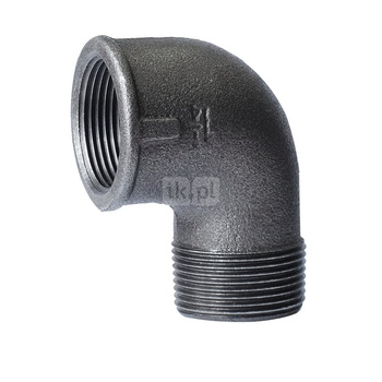 Kolano nakrętno-wkrętne czarne 1/2" A4 STRONG