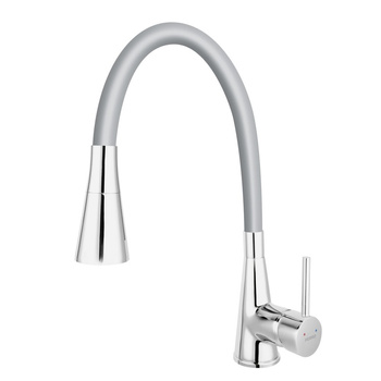 ZUMBA II bateria zlewozmywakowa, srebrna elastyczna wylewka 2F, chrom