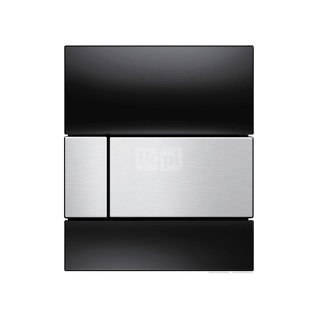 TECEsquare - przycisk spłukujący ze szkła do pisuaru, szkło czarne, przycisk - efekt optyczny stali nierdzewnej szczotkowanej "anti-fingerprint"