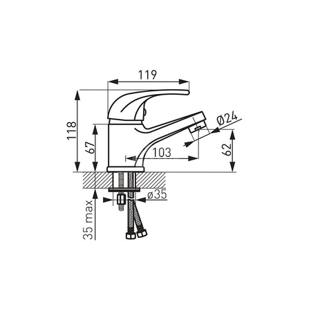 Bateria VASTO LB umywalkowa stojąca, chrom