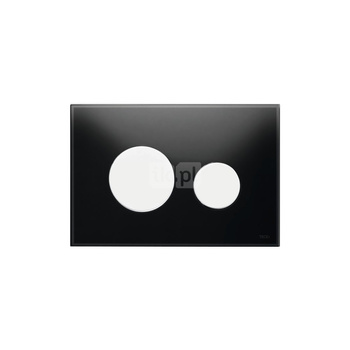 TECEloop - przycisk spłukujący do WC ze szkła - szkło czarne, przyciski białe