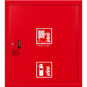 Hydrant DN52 wnękowy z miejscem na gaśnicę pod zwijadłem, wąż 15m, zamek patent, RAL 3000