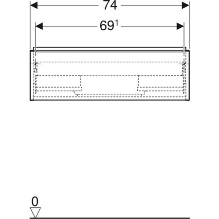 Szafka pod umywalkę iCon, z jedną szufladą 74 cm x 24,7 cm x 47,6 cm, biały / lakierowany na wysoki połysk, chromowany z połyskiem