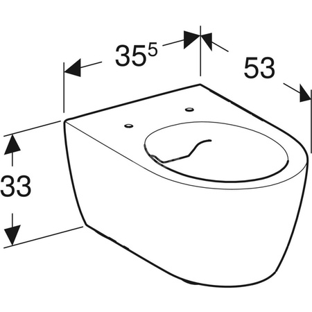 Wisząca miska WC lejowa iCon, ukryte mocowania, Rimfree, 53 cm