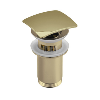 SPPMWK06K Z-r spust.mos. G11/4 do umywalki z przelew.wysoki,z koszem przycisk kwadratowy wypukły złoty