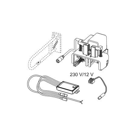 TECEplanus - mechanizm elektroniczny do stelaża podtynkowego WC o nr kat. 9300081, zasilany 230/12V, uruchamiany poprzez przycisk elektryczny montowany na poręczy - wersja przewodowa