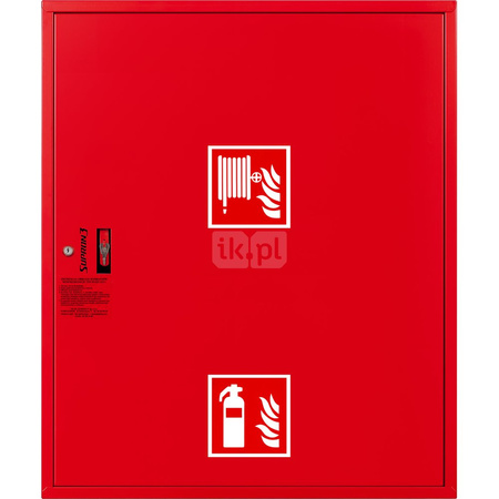 Hydrant DN25 FIT zawieszany z miejscem na gaśnice pod zwijadłem, wąż 30m, zamek patent, RAL 3000