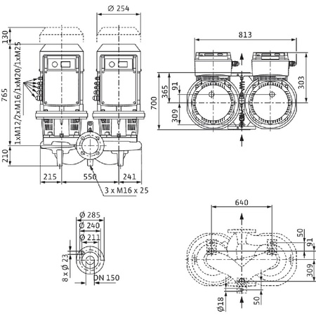 Pompa obiegowa WILO CronoTwin-DL-E typu in-line z silnikiem znormalizowanym 50/60 Hz 1450obr/min