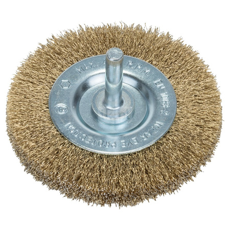 Szczotki tarczowe do wiertarek – drut falisty, mosiądzowany, 75 mm D = 75 mm, szerokość = 8 mm