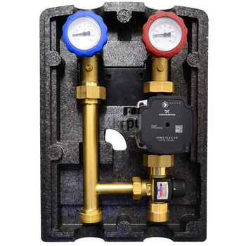 Grupa pompowa do c.o. Viteco ENBOX TM3560 - DN 25 (z pompą elektroniczną Grundfos UPM3 FLEX AS 25-70 130 i 3-drogowym zaworem termostatycznym ESBE z płynną regulacją 35ºC - 60ºC)