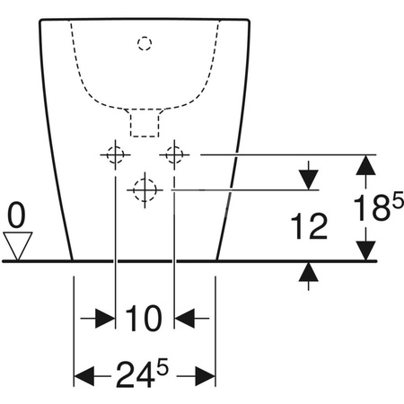 Bidet stojący iCon, ukryte mocowania, przylegający do ściany, 56cm, z przelewem,