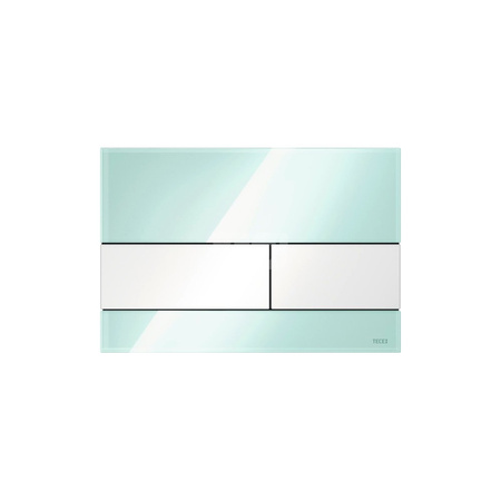 TECEsquare - przycisk spłukujący ze szkła do WC, szkło zielone, przyciski białe