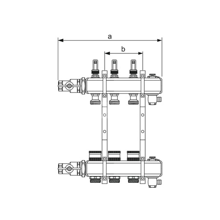 TECEfloor - Rozdzielacz mosiężny 1 ogrzewania podłogowego TECEfloor - z przepływomierzami 2 sekcyjny