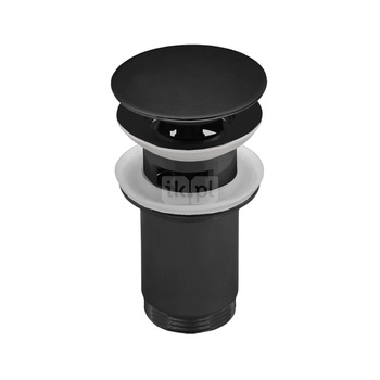SPPMW03OP Z-r spust.mos. G11/4 do umywalki z przelew.wysoki przycisk duży okrągły płaski czarny mat