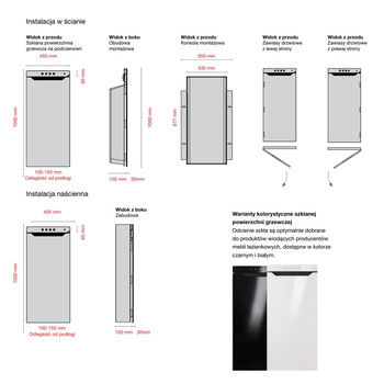 Grzejnik elektryczny ZEHNDER Zenia, 1000/450mm, kolor Biały, moc 1000W