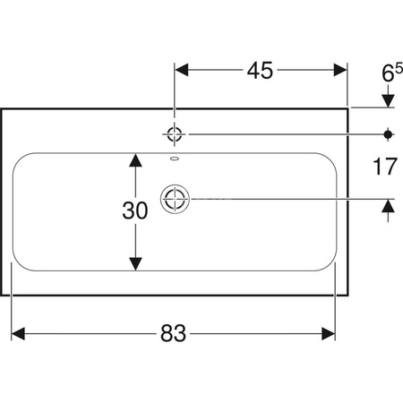 Umywalka iCon Light 90 cm, z otworem na środku, z przelewem,