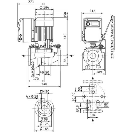 Pompa obiegowa WILO VeroLine-IP-E typu in-line z silnikiem znormalizowanym 50/60 Hz 2900obr/min
