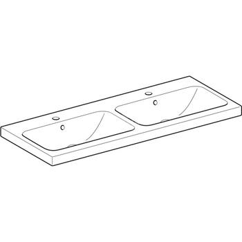 Umywalka iCon Light podwójna 120 cm, z otworem na środku, z przelewem,