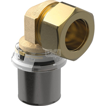 Kolano przejściowe Geberit Volex d26/d22 90st. ze śrubunkiem