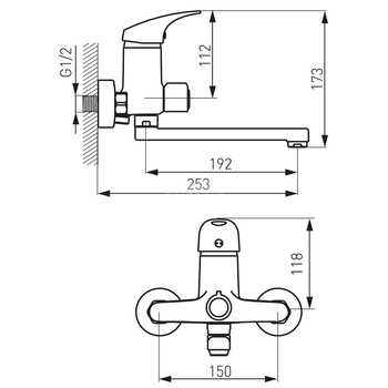 FERRO ONE bateria umywalkowa ścienna z przyłączem natrysku, chrom