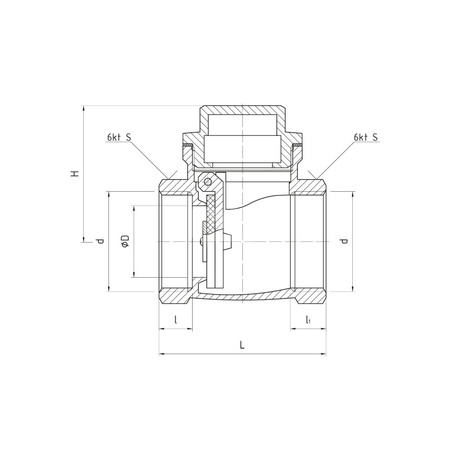PHA-021 G2 1/2 WW PN10 Zawór zwrotny klapowy CuZn