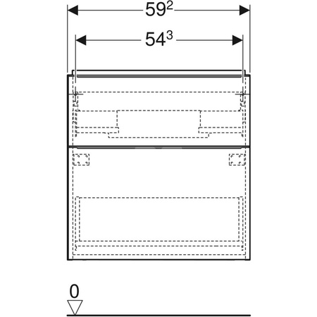 Szafka pod umywalkę iCon, z dwoma szufladami, krótka 59,2 cm x 61,5 cm x 41,6 cm orzech hickory / melaminowa struktura drewna, lava / matowy