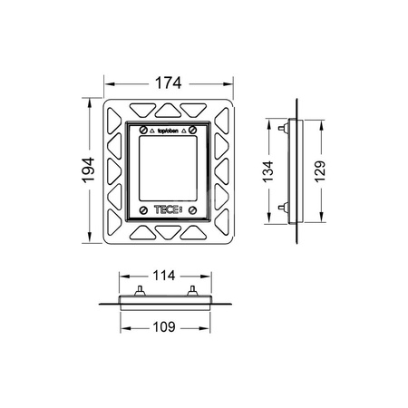 Ramka montażowa do pisuaru. Służy do montażu przycisków TECEloop/TECEsquare ze szkła, TECEnow oraz do instalacji TECEsquare z metalu w zabudowie suchej, chrom połysk