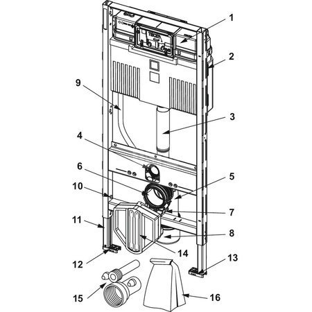 TECEprofil - stelaż podtynkowy do WC ze spłuczką podtynkową uruchamianą z przodu, do uniwersalnego podłączenia toalety myjącej, wysokość 1120 mm