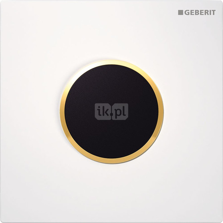 Elektroniczny zawór spłukujący Geberit do pisuaru, zasilanie 230V, Typ 10, biały-złoty-biały