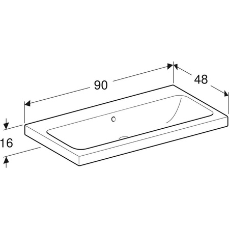 Umywalka iCon Light 90 cm, bez otworu, z przelewem,