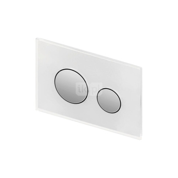 TECEloop - przycisk spłukujący do WC ze szkła - szkło białe, przyciski chrom połysk