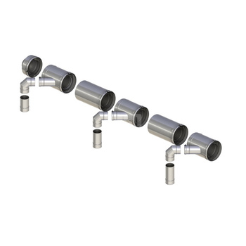 Kaskada koncentryczna ø180/250 z wyjściami 80/125 dla trzech kotłów bez automatyki