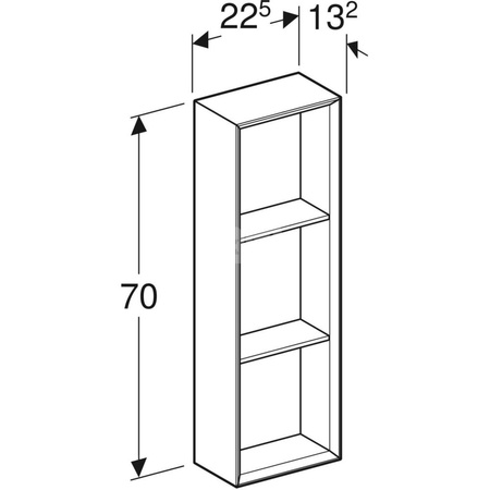 Regał iCon prostokątny: 22.5 cm x 70 cm x 13.2 cm, Biały / Lakierowany na wysoki połysk