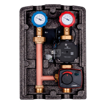 Grupa pompowa do c.o. Viteco ENBOX MIX 3D CONSTANS - DN 25 (z pompą elektroniczną Grundfos UPM3 FLEX AS 25-70 130 i 3-drogowym zaworem mieszającym ESBE z płynnie regulowanym by-passem, z siłownikiem CRA 111 zintegrowanym ze sterownikiem do regulacji stało