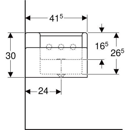Umywalka dla dzieci Geberit Bambini, B180, do czterech baterii umywalkowych, niższa umywalka po prawej stronie