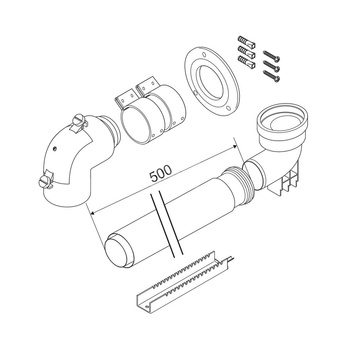 Zestaw przyłączeniowy do szachtu Ø 60/100 z kolanem redukcyjnym Ø 80 do kotłów kondensacyjnych wiszących