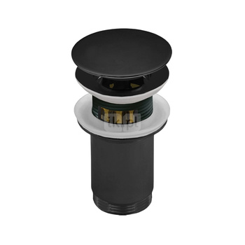 SPPMK03OP Z-r spust.mos. G11/4 do umywalki z przelew.z koszem przycisk duży okrągły płaski czarny mat