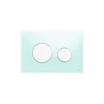 TECEloop - przycisk spłukujący do WC ze szkła - szkło zielone, przyciski białe