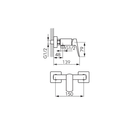 Bateria natryskowa ścienna VITTO VerdeLine, chrom