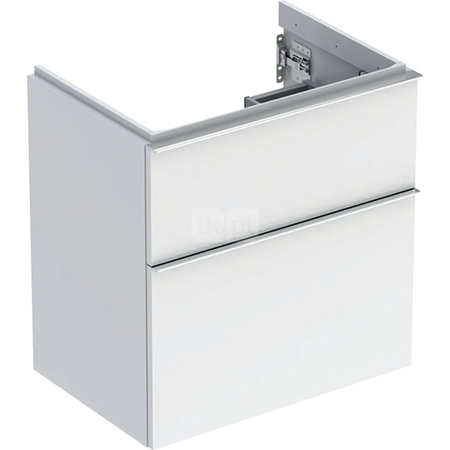 Szafka pod umywalkę iCon, z dwoma szufladami, krótka 59,2 cm x 61,5 cm x 41,6 cm biały / lakierowany na wysoki połysk, chromowany z połyskiem 