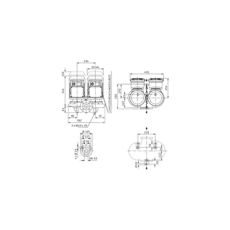 Pompa obiegowa WILO VeroTwin-DP-E typu in-line z silnikiem znormalizowanym 50/60 Hz 2900obr/min
