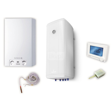 Pakiet - Kocioł gazowy jednofunkcyjny DE DIETRICH MCX 24 Plus kondensacyjny wiszący 6.3 - 25.0kW + Wymiennik Vulcan 120 l wiszący + Czujnik c.w.u. + Regulator modulujący iSense