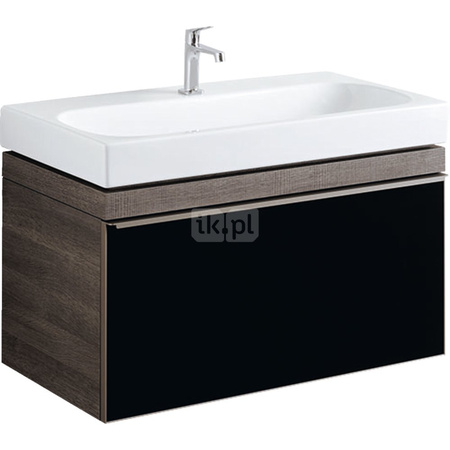 Szafka Citterio pod umywalkę 90 cm, dąb czarny/szkło czarne