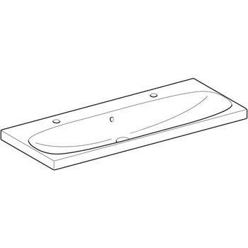 Umywalka Acanto B120cm, otwór na baterię po lewej i prawej stronie, z przelewem