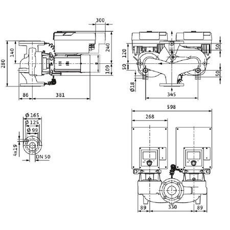 Pompa obiegowa WILO Stratos GIGA 2.0-D typu in-line z silnikiem znormalizowanym 50/60 Hz 4050obr/min