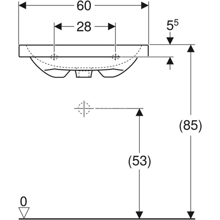 Umywalka iCon Light stawiana na blat, 60 cm bez otworu, z przelewem,