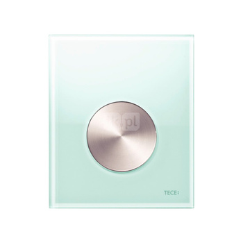 TECEloop - przycisk spłukujący ze szkła do pisuaru, szkło zielone, przycisk - efekt optyczny stali nierdzewnej szczotkowanej "anti-fingerprint"